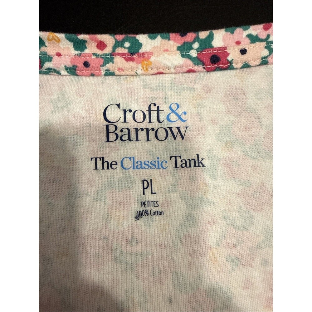 Croft & Barrow Women’s Pink White Floral Tank Top Size Petite Large - Picture 4 of 4